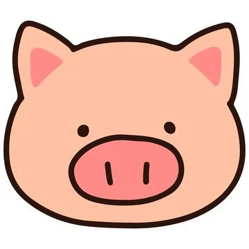 Outlined simple and cute pink pig face Stock-Illustration