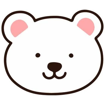 Outlined simple and cute polar bear head Stock Illustration