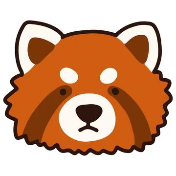 Outlined simple and cute red panda head Stock Illustration