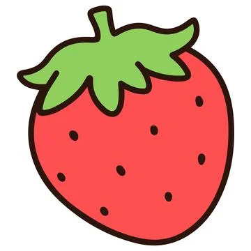 Outlined simple and cute strawberry Illustrazione stock