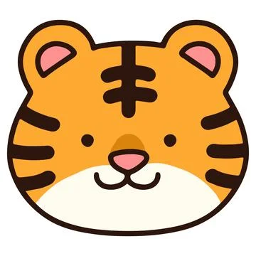 Outlined simple and cute tiger Stock Illustration