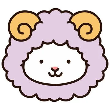 Outlined simple and cute white sheep Stock Illustration