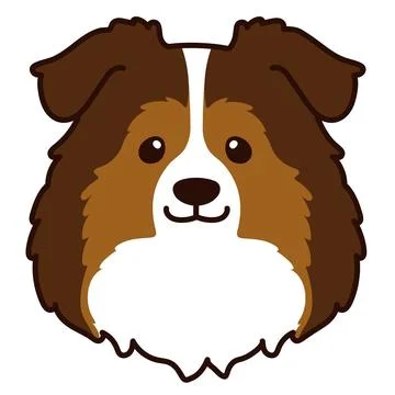 Outlined simple Shetland Sheepdog front head Stock Illustration