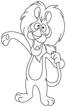 Outlined singing lion Stock Illustration