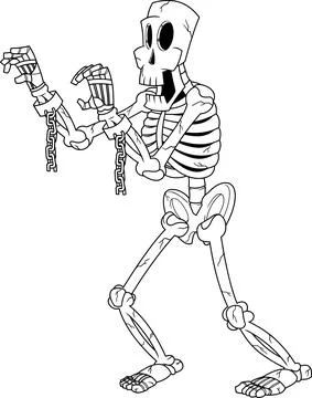 Outlined Skeleton Ghost Cartoon Character Walking Illustrazione stock