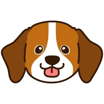 Outlined smiling Beagle front head Stock Illustration