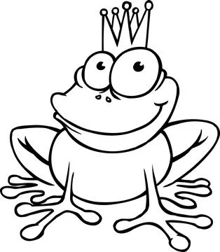 Outlined Smiling Frog prince Stock Illustration