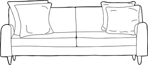 Outlined Sofa Cartoon Stock Illustration