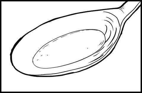 Outlined Spoon with Liquid Stock Illustration