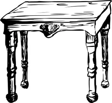 Outlined Square Table Stock Illustration