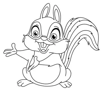 Outlined squirrel Illustrazione stock