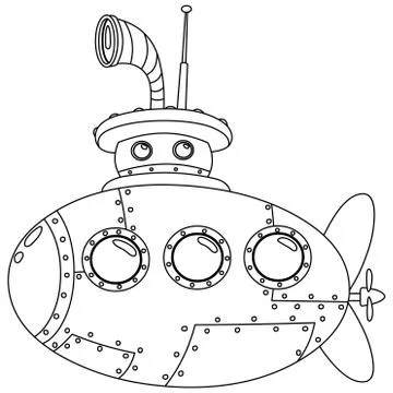 Outlined submarine Stock Illustration