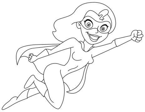 Outlined super heroine Stock Illustration