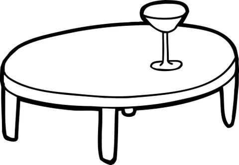 Outlined table with glass Stock Illustration