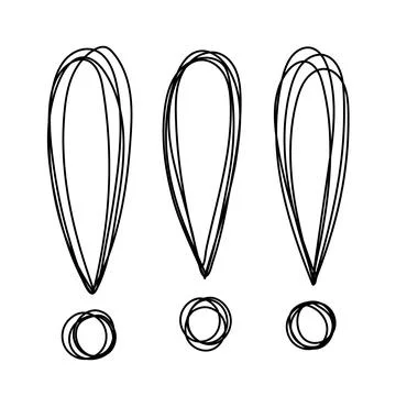 Outlined three exclamation marks. Perfect for lettering and illustrations. Stock Illustration