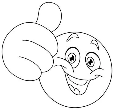 Outlined thumb up emoticon Stock Illustration