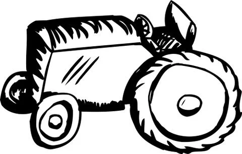 Outlined Tractor Toy Stock Illustration