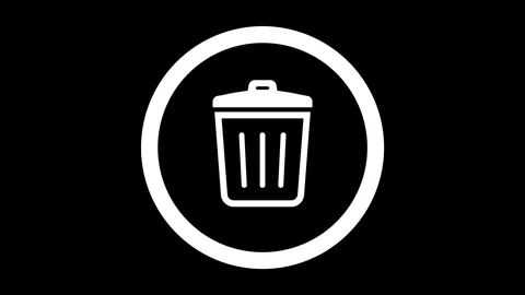 Outlined trash can icon within circle appears with simple and smooth animation Stock Footage 283145470