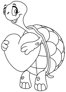 Outlined turtle with heart Illustrazione stock