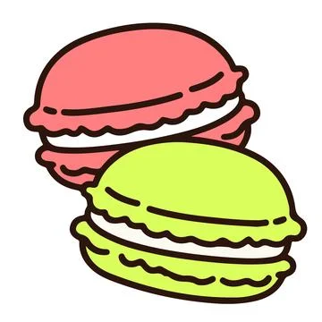 Outlined two pastel colored macaroons Stock Illustration