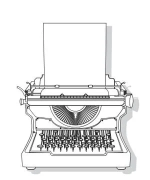 Outlined typewriter 스톡 일러스트