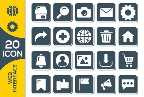 Outlined user interface icons for mobile and web Stock Illustration