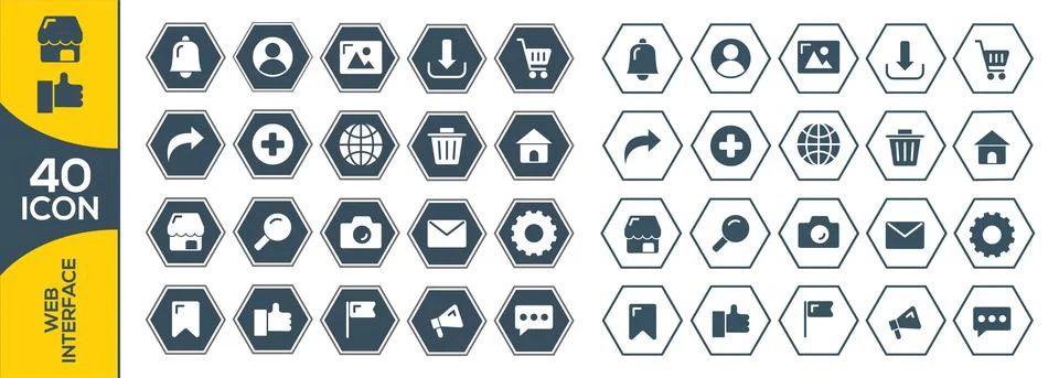 Outlined user interface icons for mobile and web Stock Illustration