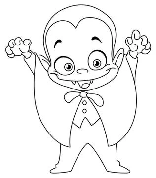 Outlined vampire kid Illustrazione stock