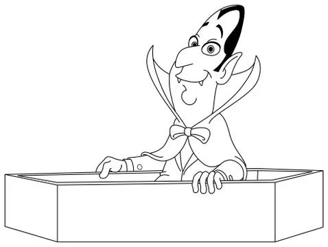 Outlined vampire rising from coffin Illustrazione stock