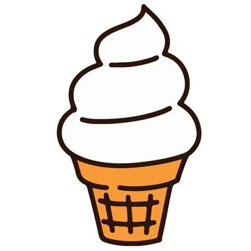 Outlined vanilla flavored ice cream in a cone Stock Illustration