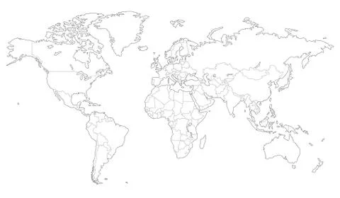 Outlined vector map of the world Stock Illustration