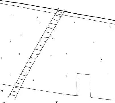 Outlined wall with ladder and door Stock Illustration