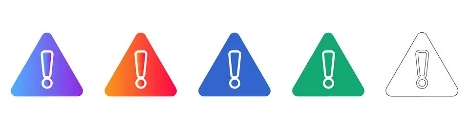 Outlined Warning Triangle Icons for Alerts Stock Illustration