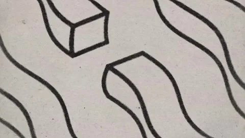Outlined wavy 3D bars, silkscreen print seamless loop Stock Footage 346768867