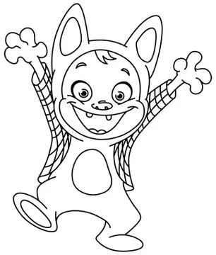 Outlined werewolf kid Stock Illustration