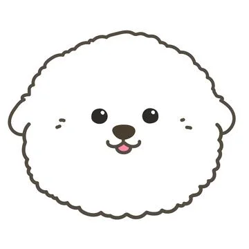Outlined white Bichon Frise front face Stock Illustration
