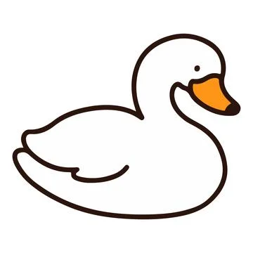 Outlined white simple and pretty swan Stock Illustration