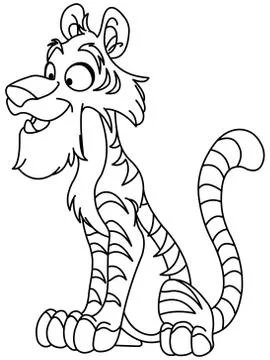 Outlined young tiger Stock Illustration