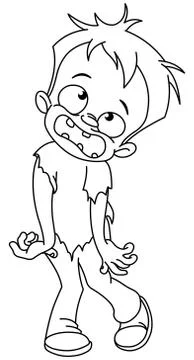 Outlined zombie kid Illustrazione stock