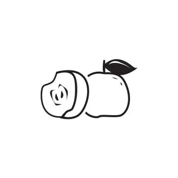 Outlines of apple and half icon Stock Illustration