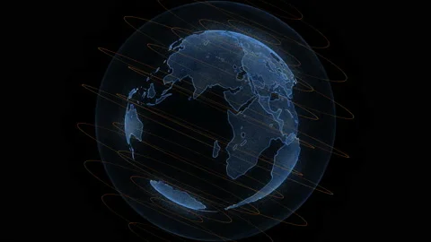 Outlines of blue continents and dark oceans Stock Footage 233100448