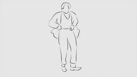 Outlines of a Hand drawn man breakdancing with transparent (alpha) background Stock Footage 249599503