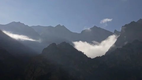 Outlines of the mountains in the rays of the pre-dawn sun Stock Footage 85527129