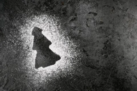 Outlines of New Year's patterns with flour 스톡 사진