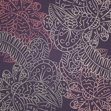 Outlines pattern with flowers and wings Stock Illustration
