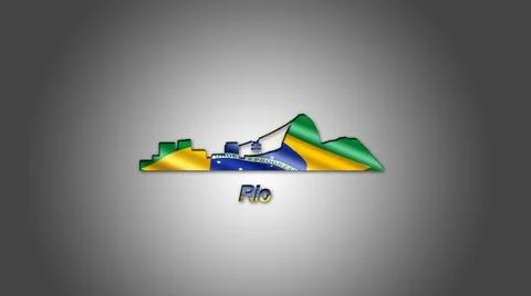 The outlines of Rio de Janeiro, decorated with the flag of Brazil Stock Illustration