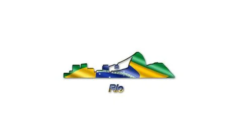The outlines of Rio de Janeiro, decorated with the flag of Brazil Stock Illustration