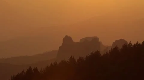 Outlines of rock formation at sunset Stock Footage 21273114