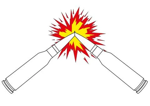 Outlines of two colliding cartridges Stock Illustration