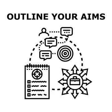 Outlining aims and setting goals for business strategy Stock Illustration